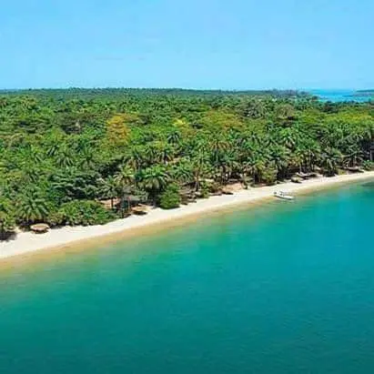 Aerial white sand beach