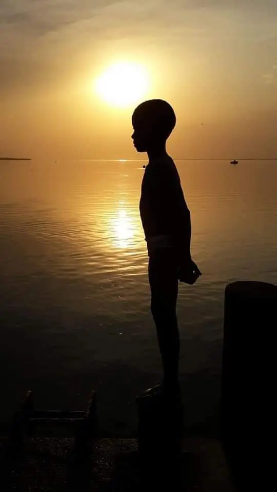 Boy watching the sunset