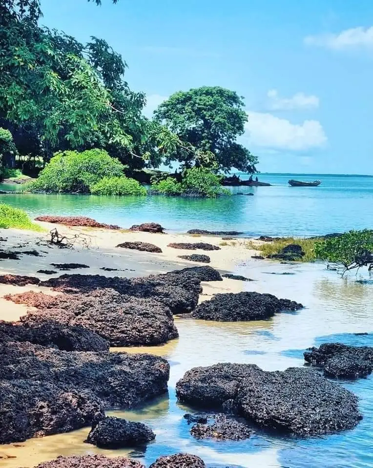 Rocky shoreline lagoon