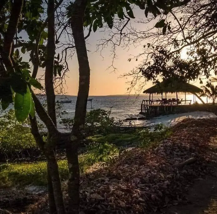 Beach bar at sunset